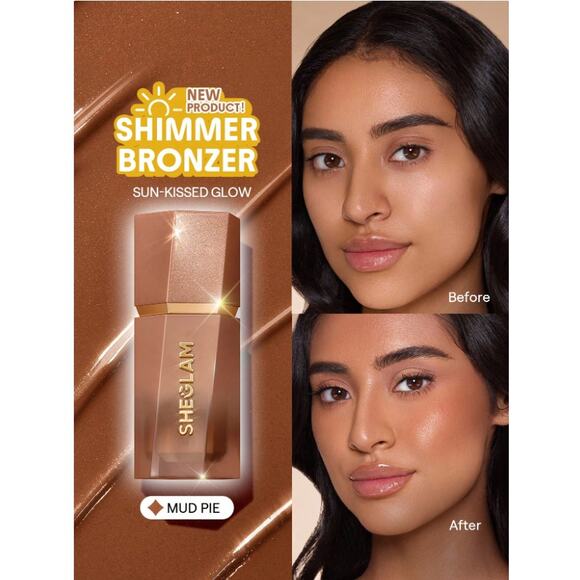 SHEGLAM Liquid Shimmer Bronzer – Mud Pie | Medium to Deep Skin | Rich Neutral - Picture 4 of 10